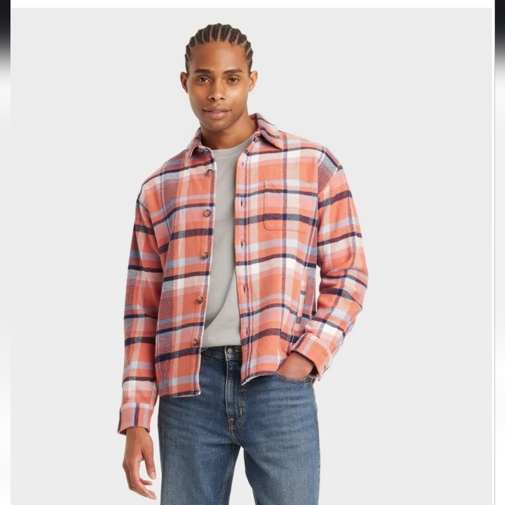 Men's Heavyweight Flannel Long Sleeve Button-Down Shirt - Goodfellow & Co Red M
